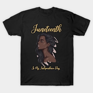 Juneteenth Black Girl Cute afro Girl Queen Celebrating 1865 Independence T-Shirt